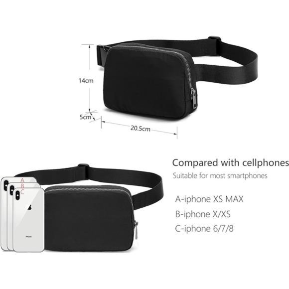 Fanny Belt Bag Waist Pack Crossbody Bags Bum Bag for Running Hiking -black - Picture 4 of 6